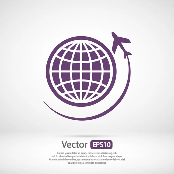 Globo con icono de avión — Vector de stock