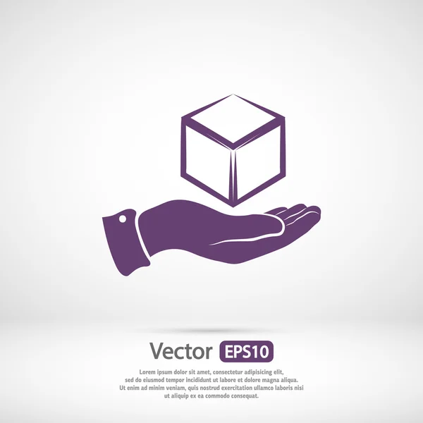 Krychle v rukou logo designu — Stockový vektor