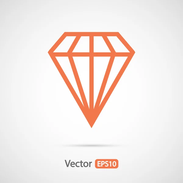 Diamant pictogram, platte ontwerp — Stockvector