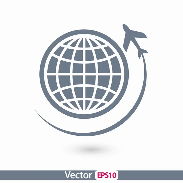 Globo con icona dell'aeroplano — Vettoriale Stock