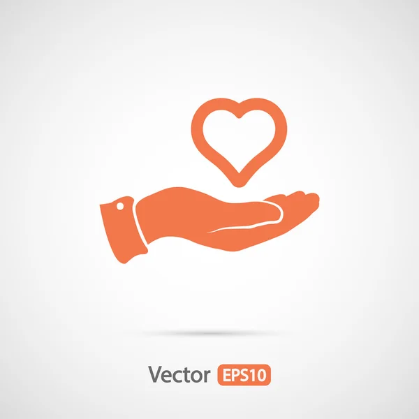 Hart in de hand pictogram — Stockvector