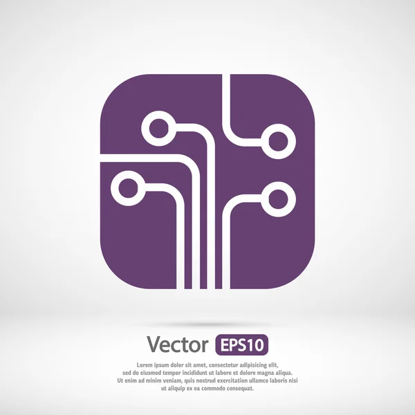 Placa de circuito, icono de la tecnología — Vector de stock