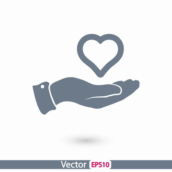 Hart in de hand pictogram — Stockvector