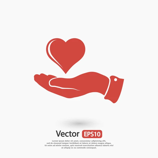 Corazón en la mano icono — Vector de stock