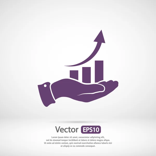 Grafiek pictogram met hand — Stockvector