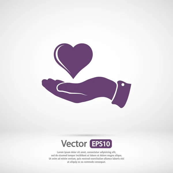 Szív a kezében ikon — Stock Vector
