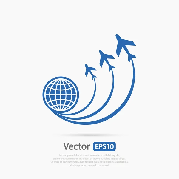 Globo com ícone de aviões — Vetor de Stock