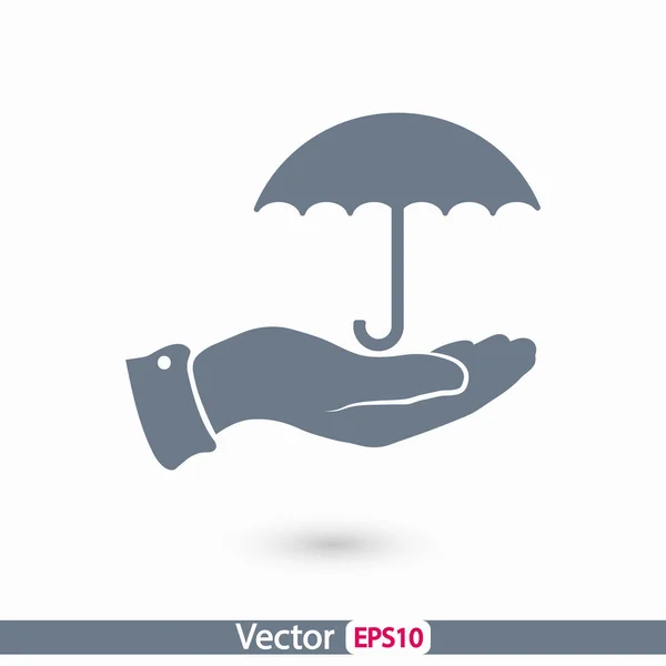 Guarda-chuva com ícone de mão — Vetor de Stock