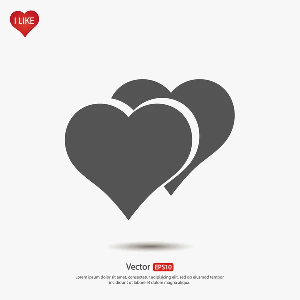 Kalp simgesi, düz tasarım — Stok Vektör