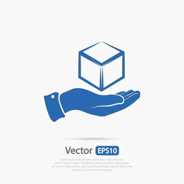 Diseño del logotipo del cubo en la mano — Vector de stock