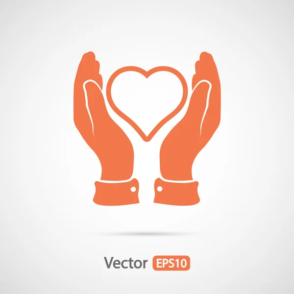 Corazón en las manos icono — Vector de stock