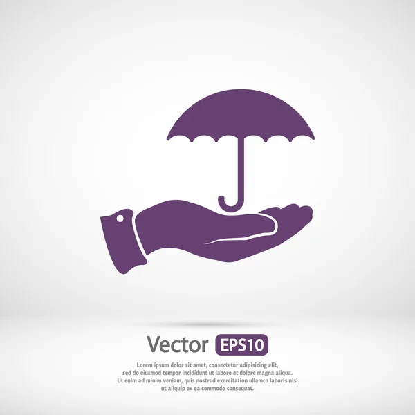 Regenschirm mit Handsymbol — Stockvektor