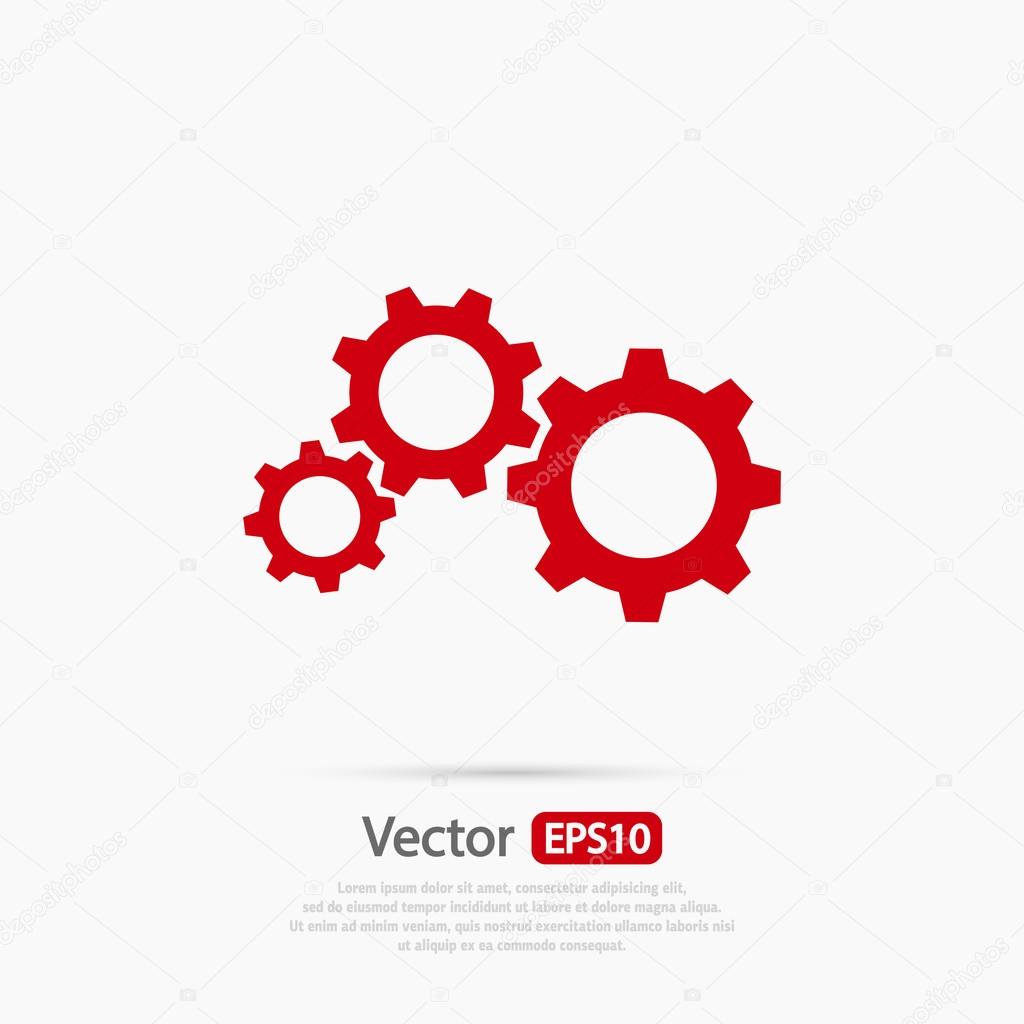 Gears icon, Flat design