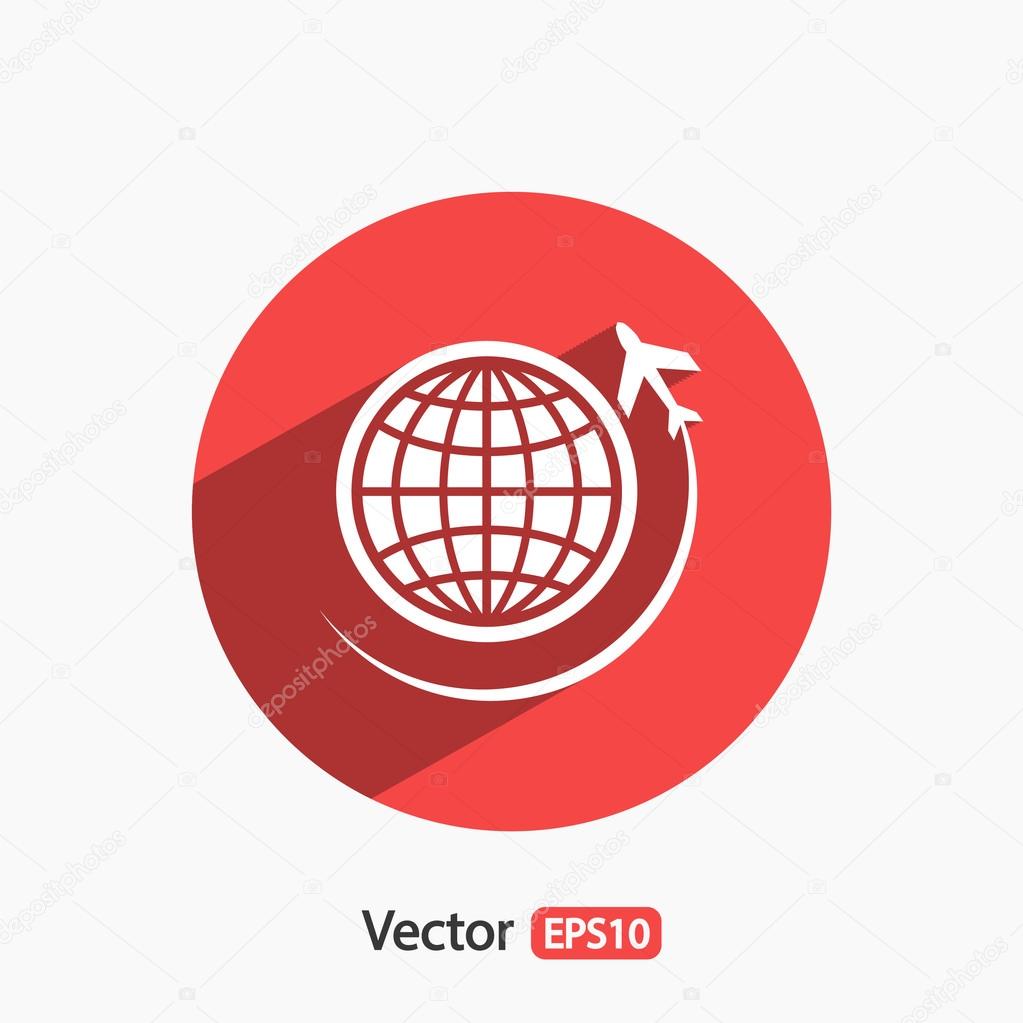 Globe with airplane icon