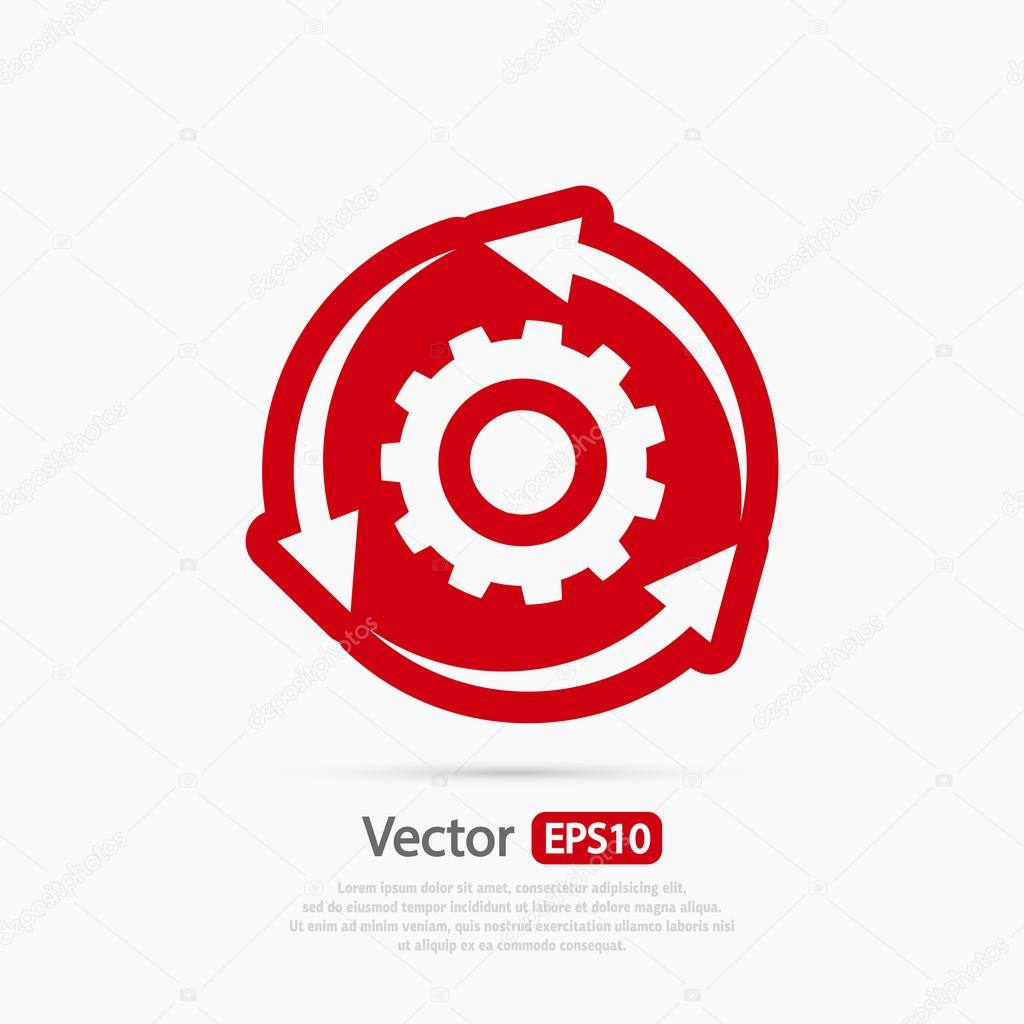 Gear icon. Flat design style