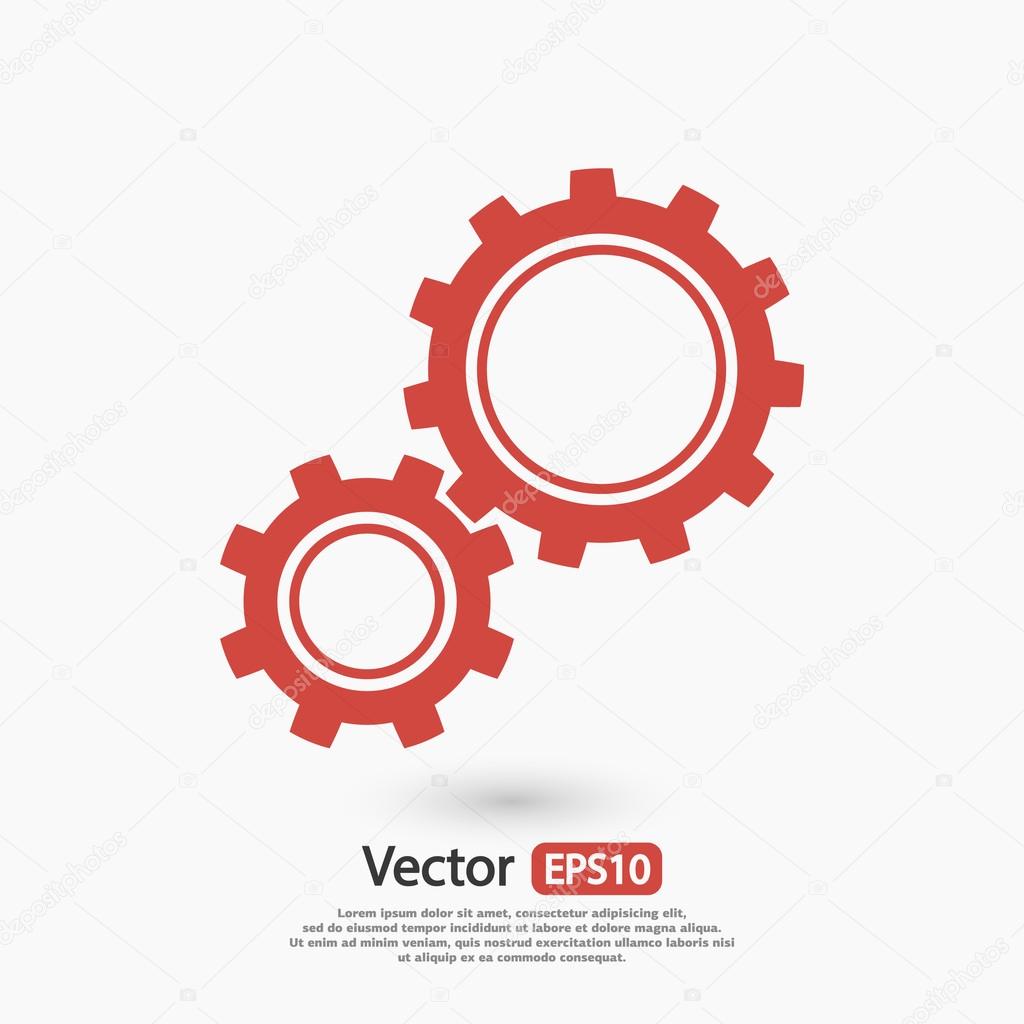 Gears icon, Flat design style