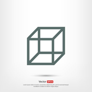 Cube icon,  Flat design clipart