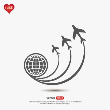 Uçaklar simgesi olan Küre