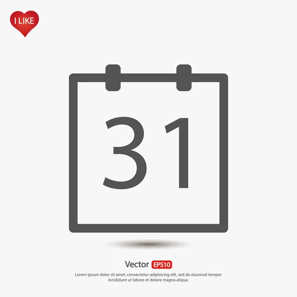 Ícone de calendário, estilo de design plano — Vetor de Stock