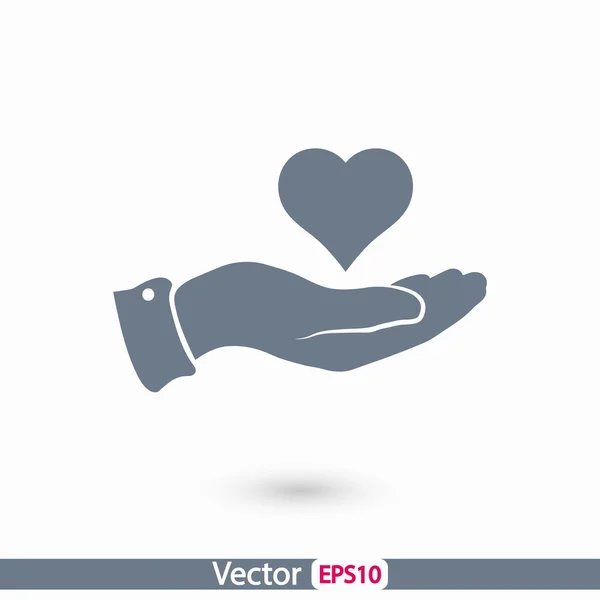 Hart in de hand pictogram — Stockvector