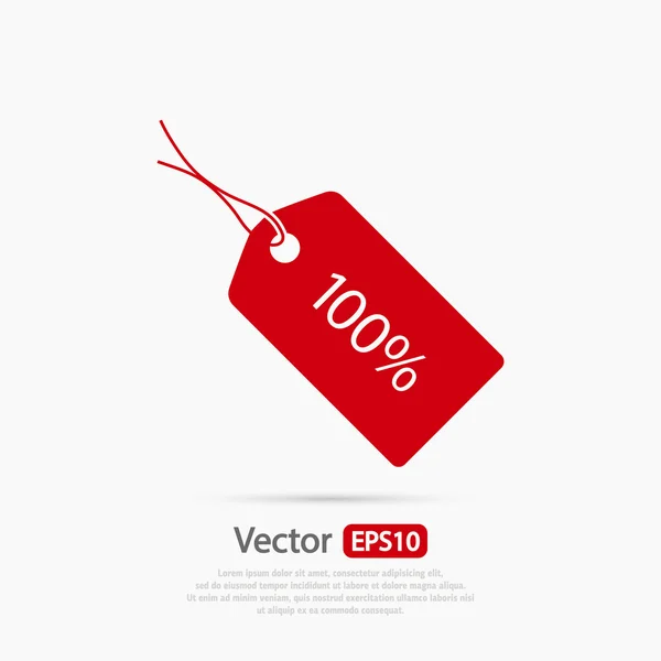 100 por ciento icono de etiqueta — Archivo Imágenes Vectoriales