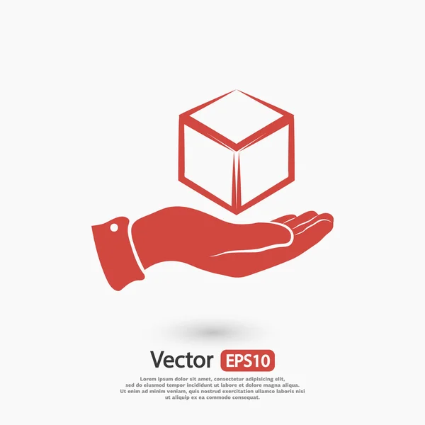 Kubus dalam desain logo tangan - Stok Vektor