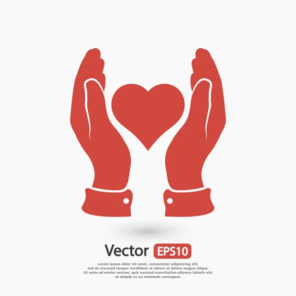 Corazón en las manos icono — Vector de stock