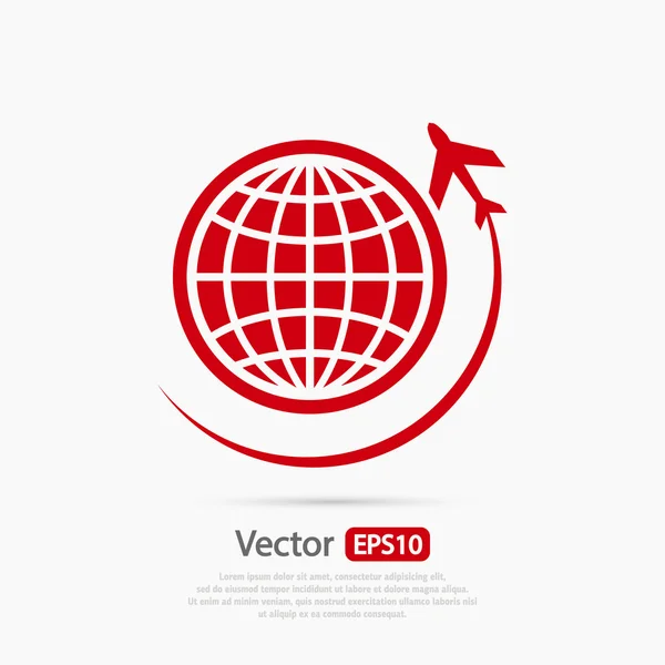 Globo con icona dell'aeroplano — Vettoriale Stock