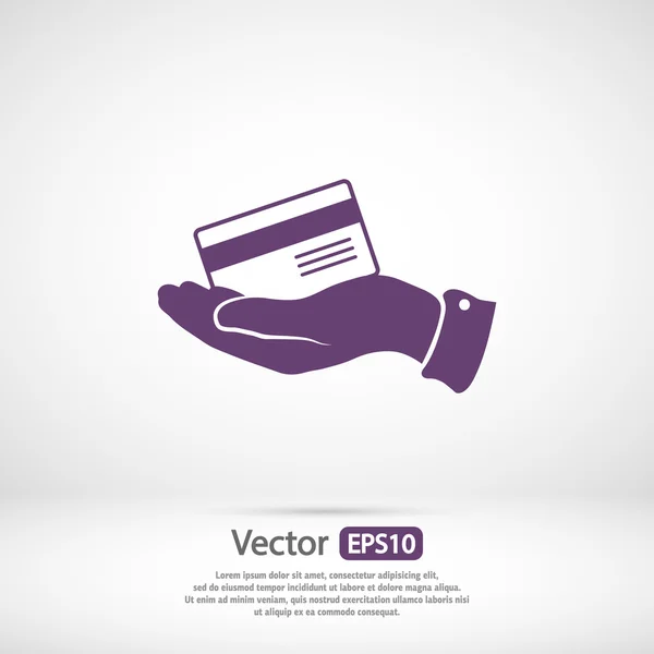 Cartão de crédito bancário com mão — Vetor de Stock