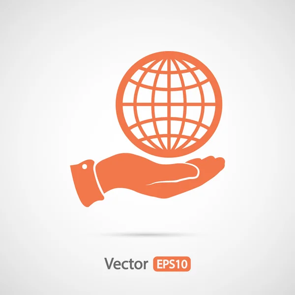 Ícone do globo na mão — Vetor de Stock
