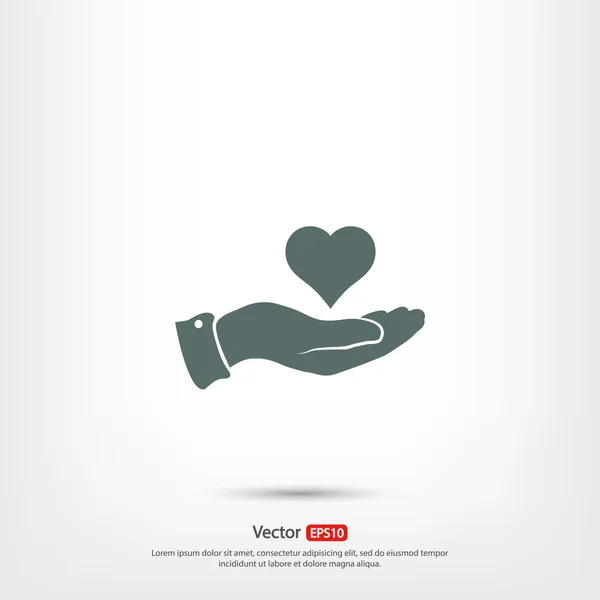 Corazón en la mano icono — Vector de stock