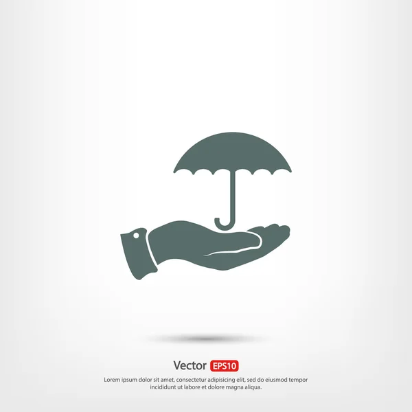 Regenschirm mit Handsymbol — Stockvektor