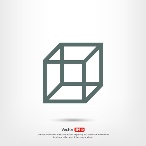 Cube icon,  Flat design