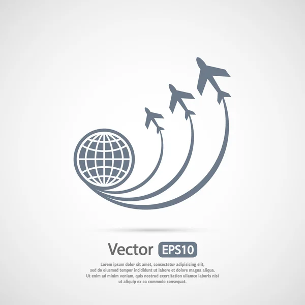 Glob ikona samolotów — Wektor stockowy
