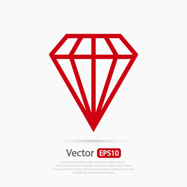 Ícone de diamante, design plano — Vetor de Stock