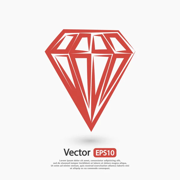 Diamond icon, Flat design — Stock Vector