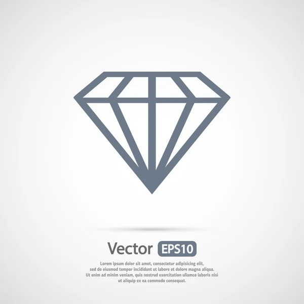 Ícone de diamante, design plano — Vetor de Stock