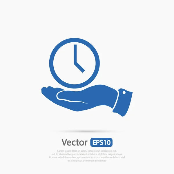 Klok in de hand pictogram — Stockvector