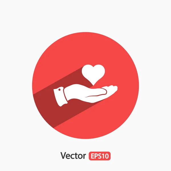 Corazón en la mano icono — Vector de stock