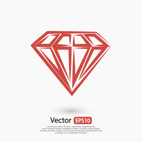 Ícone de diamante, design plano — Vetor de Stock