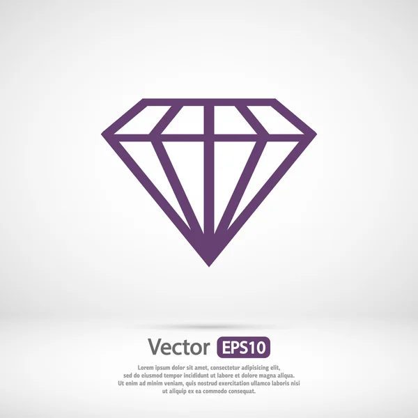 Diamant pictogram, platte ontwerp — Stockvector