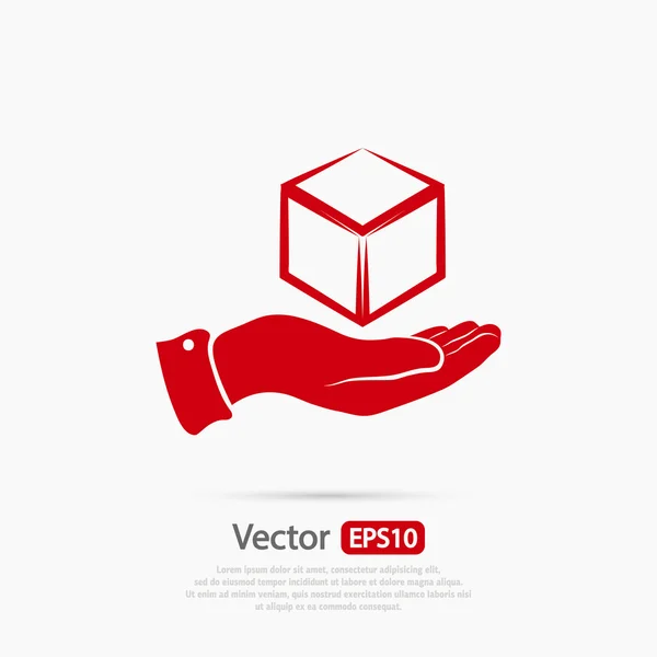 Cubo na mão logotipo design —  Vetores de Stock