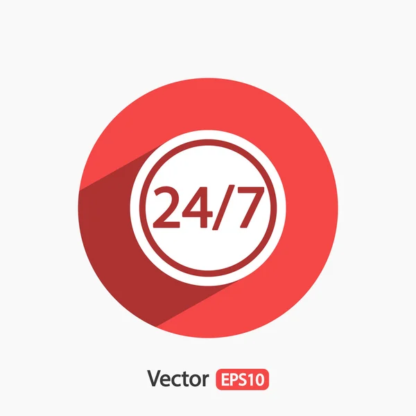 24 uur per dag en 7 dagen per week — Stockvector