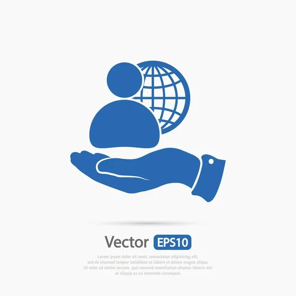 Negocios globales, icono del hombre de negocios — Vector de stock