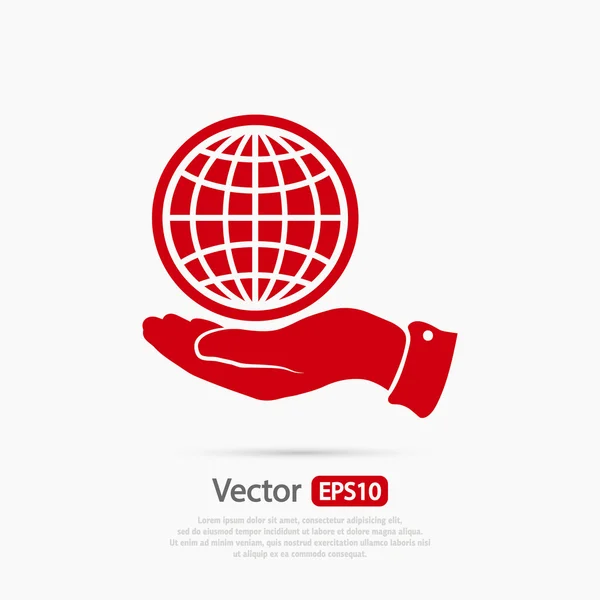 Wereldbol pictogram in de hand — Stockvector