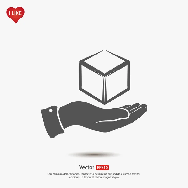 Diseño del logotipo del cubo en la mano — Vector de stock