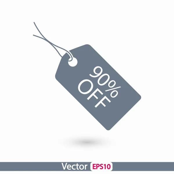 90 por ciento icono de etiqueta — Vector de stock