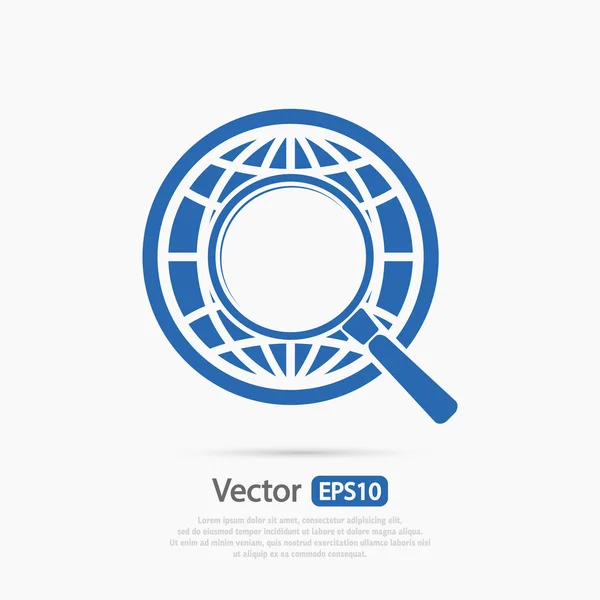 Tierra con icono de lupa — Vector de stock