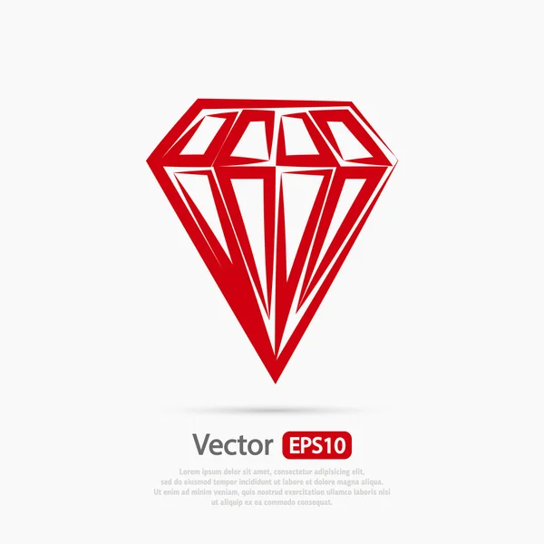 Diamant pictogram, platte ontwerp — Stockvector