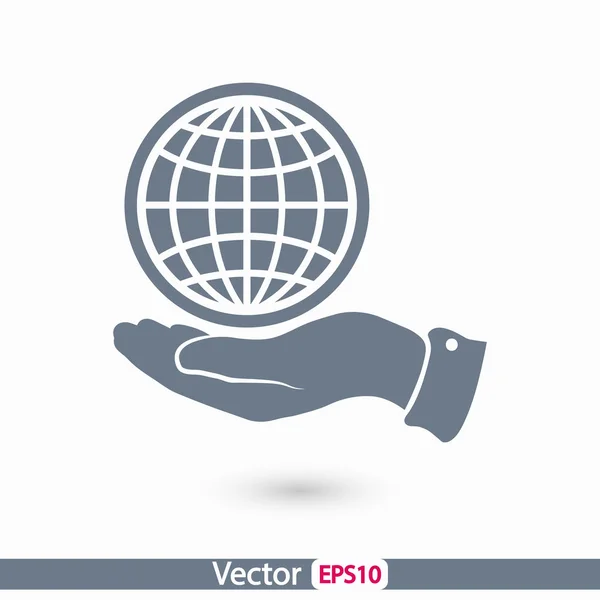 Globe ikonu v ruce — Stockový vektor